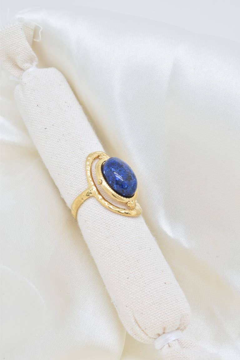 Bague lapis lazuli en acier inoxydable - BG310336OR-BL