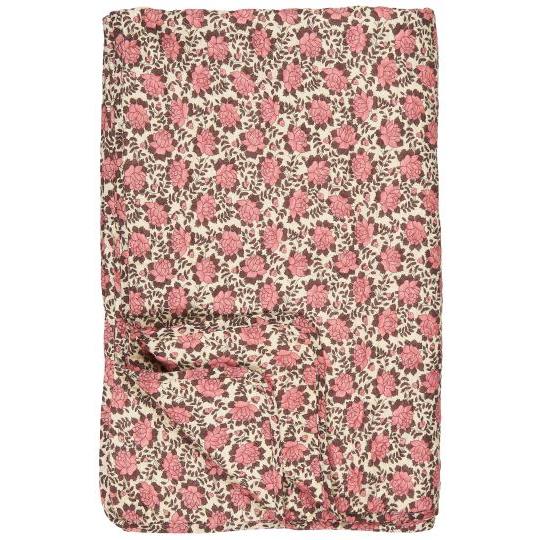 Edredon fleuri rose et marron