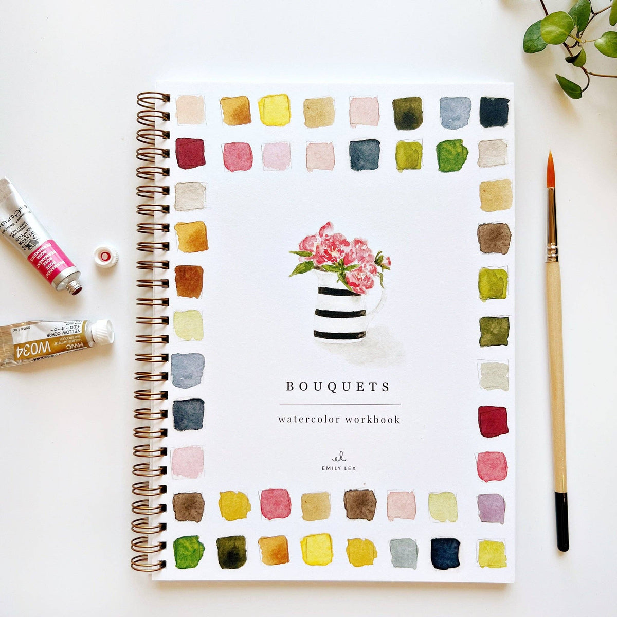 Cahier de peinture à l'aquarelle : bouquets floraux