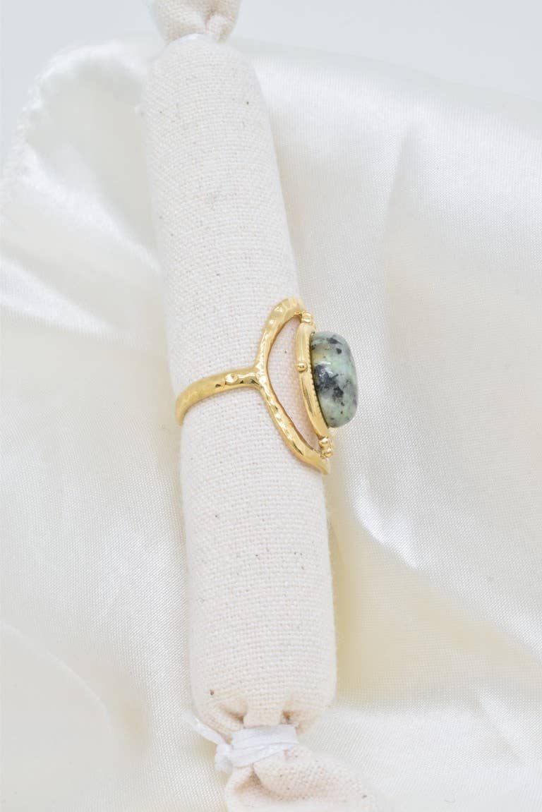 Bague turquoise africaine n acier inoxydable - BG310336OR-VR