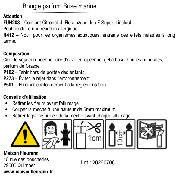 Bougie artisanale “Escapade à la Pointe du Raz” – parfum Brise marine