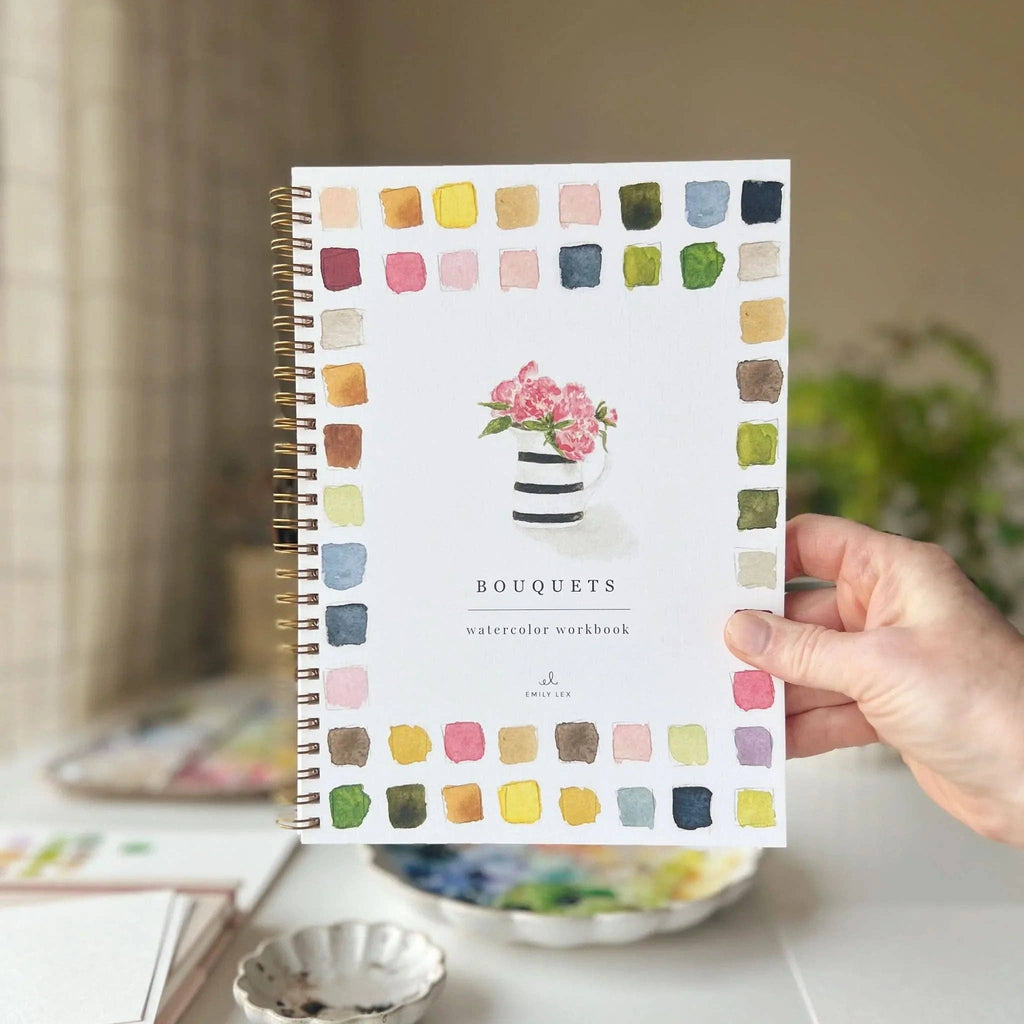 Cahier de peinture à l'aquarelle : bouquets floraux