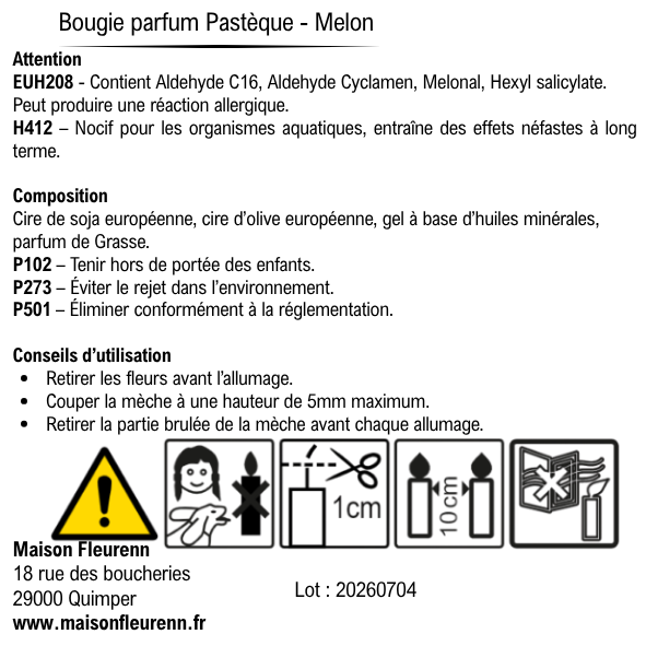 Bougie artisanale “Retour de marché à Bénodet” – parfum Pastèque - Melon