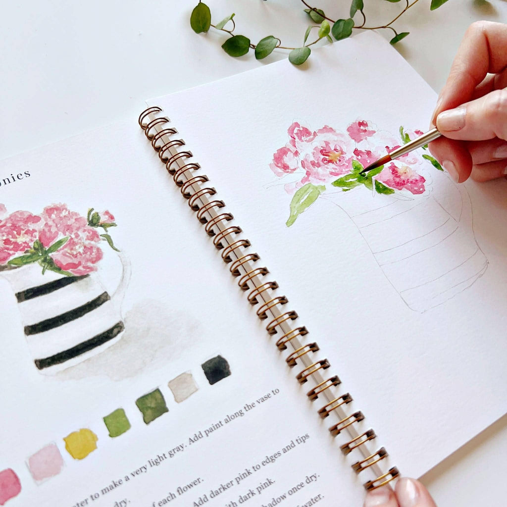 Cahier de peinture à l'aquarelle : bouquets floraux