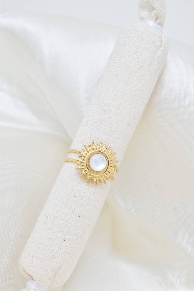 Bague soleil nacre en acier inoxydable - BG310335OR