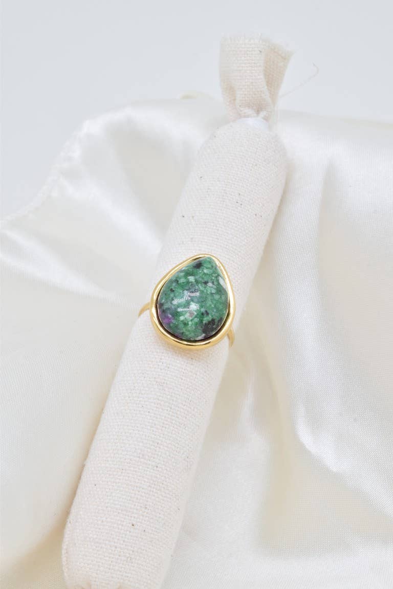 Bague pierre naturelle en acier inoxydable - BG310337OR-VR