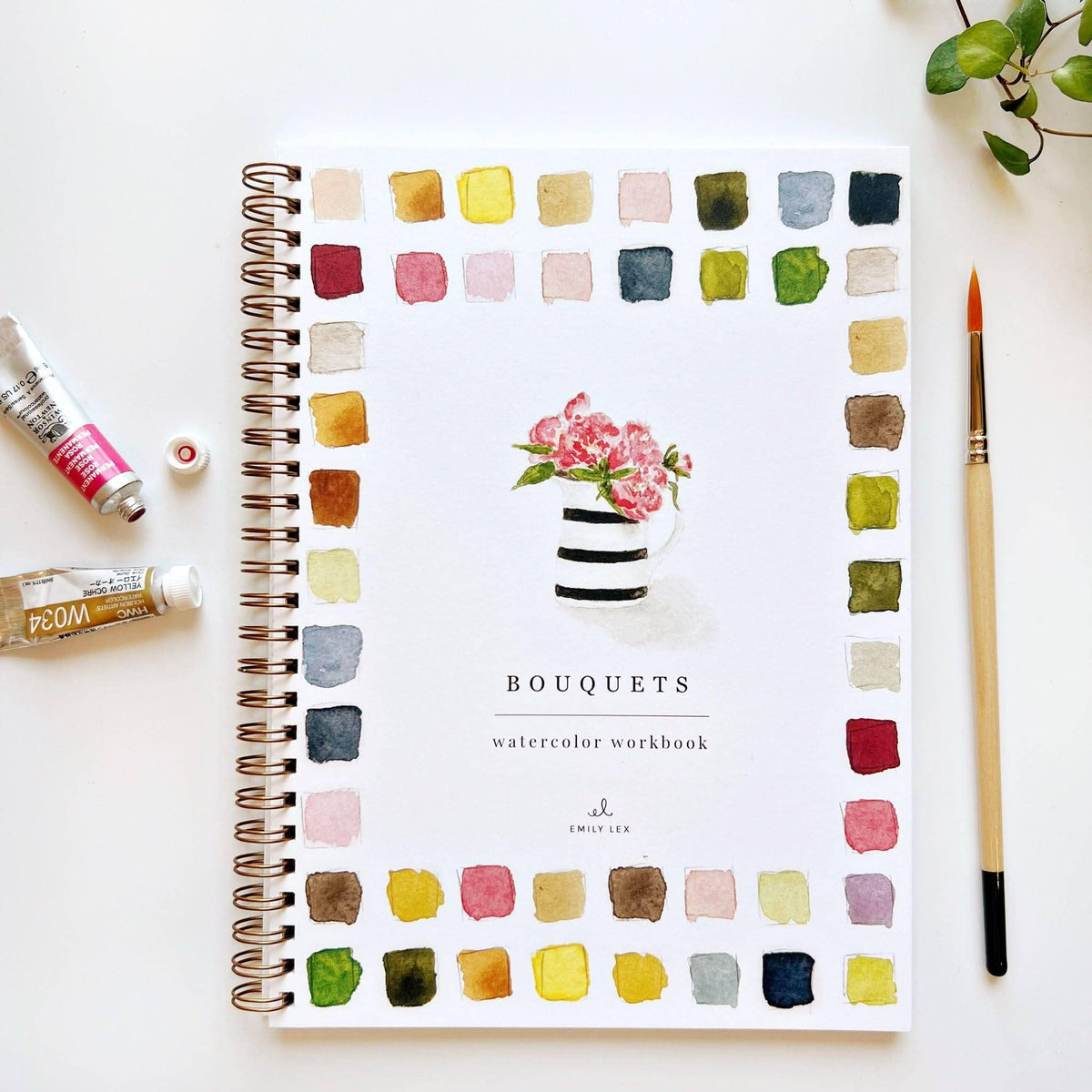 Cahier de peinture à l'aquarelle : bouquets floraux