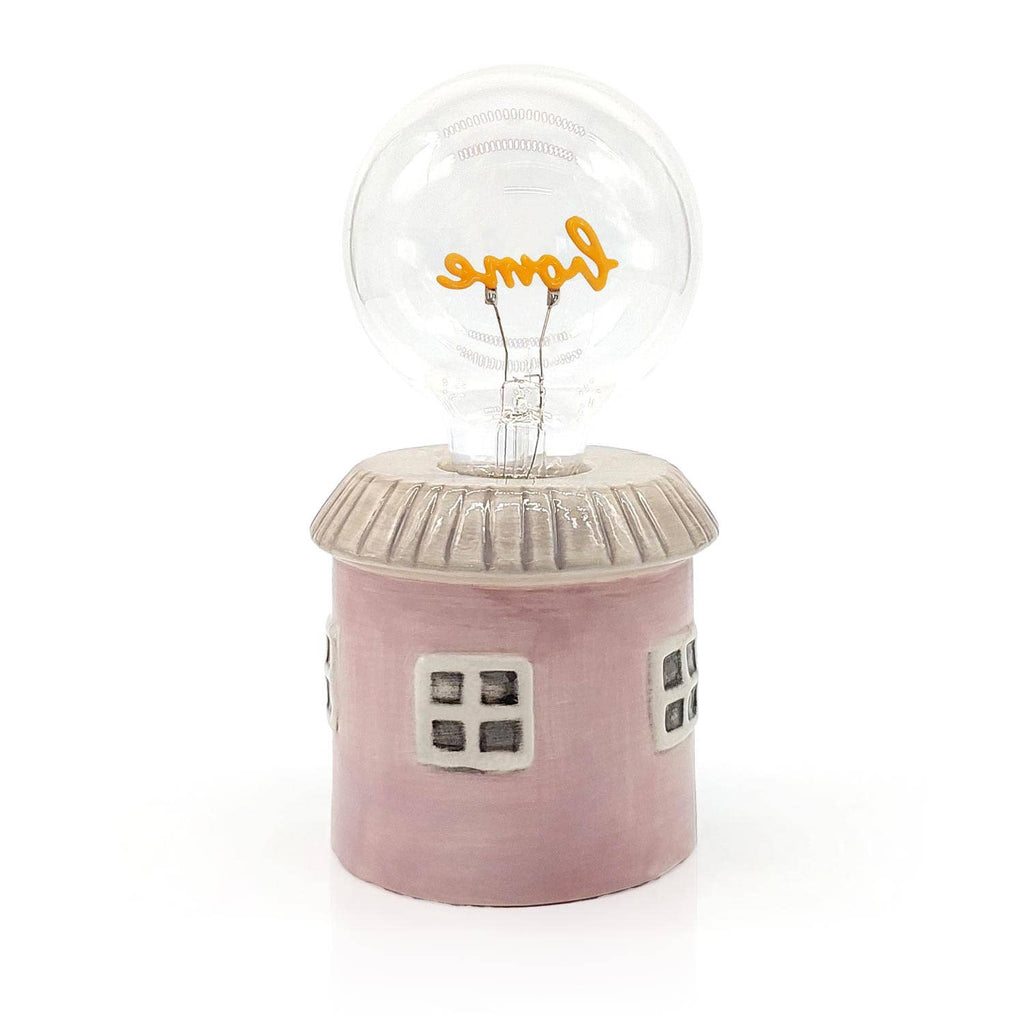 Lampe de table LED “Home” – Maison rose en céramique