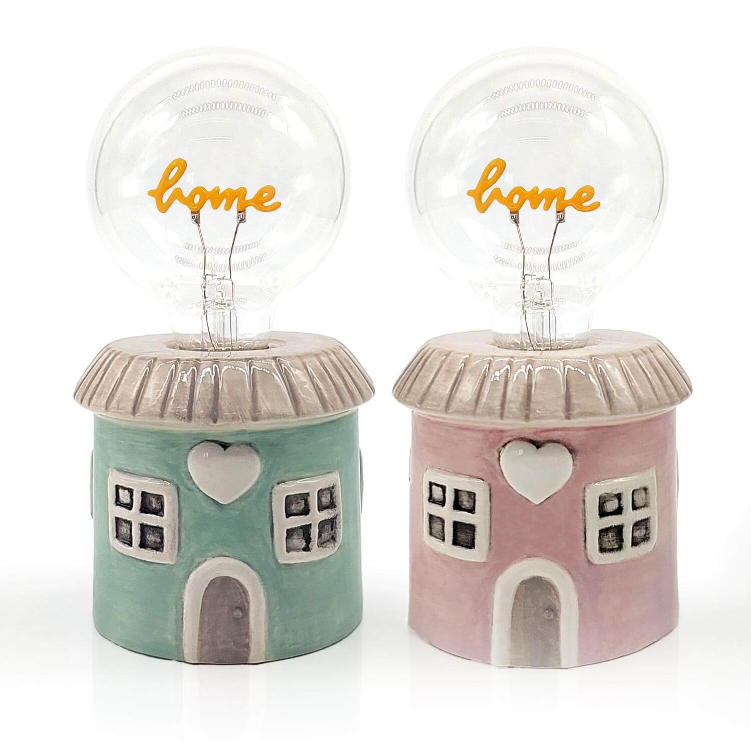 Lampe de table LED “Home” – Maison verte en céramique