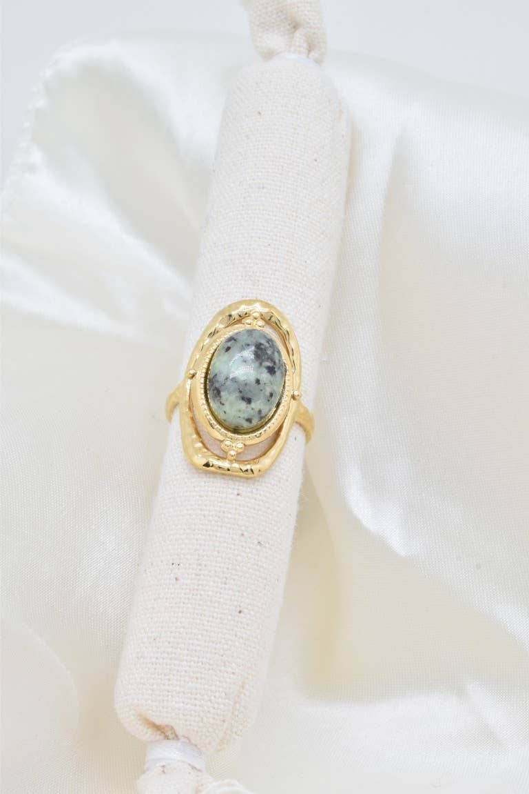 Bague turquoise africaine n acier inoxydable - BG310336OR-VR