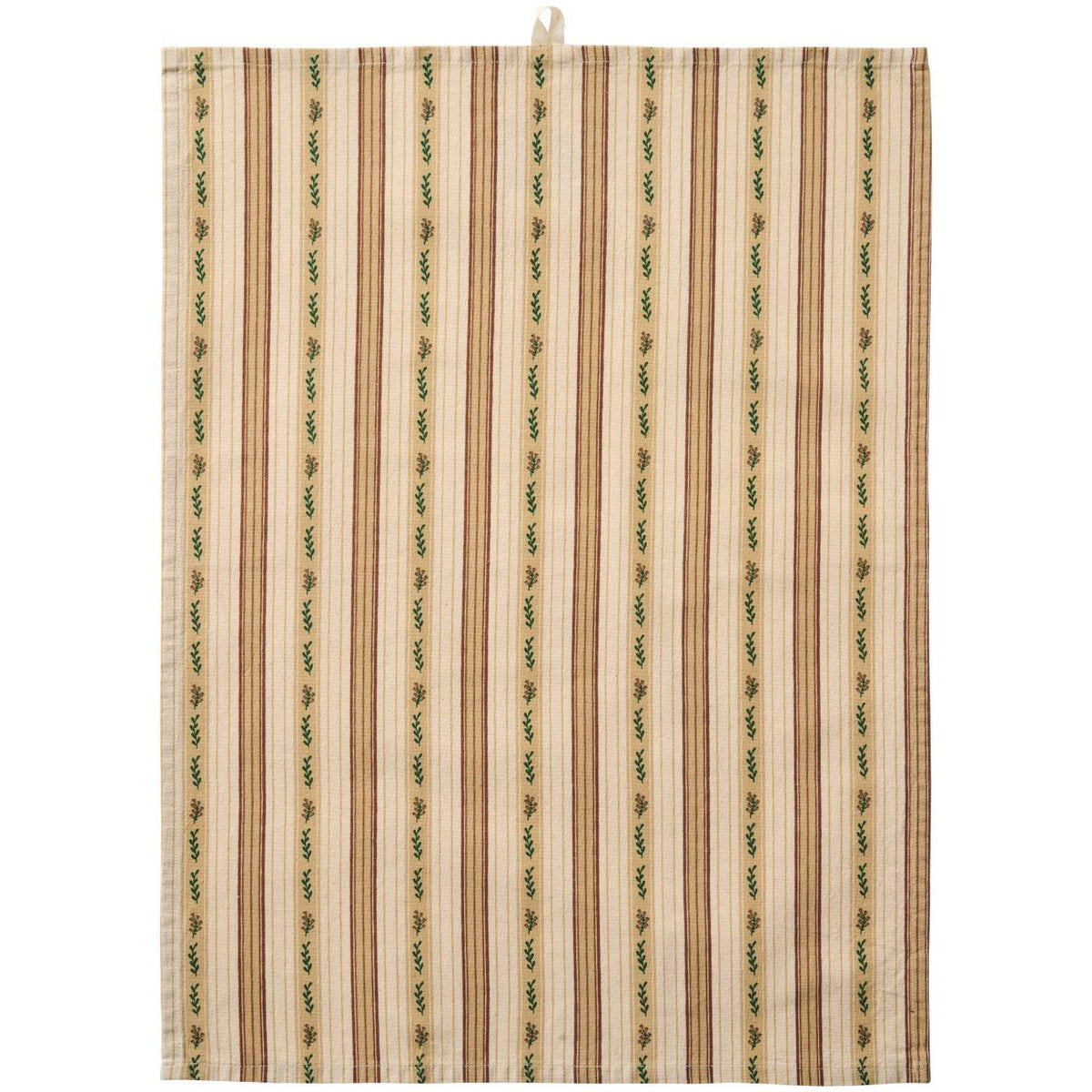 Torchon en coton fleuri – Beige et vert