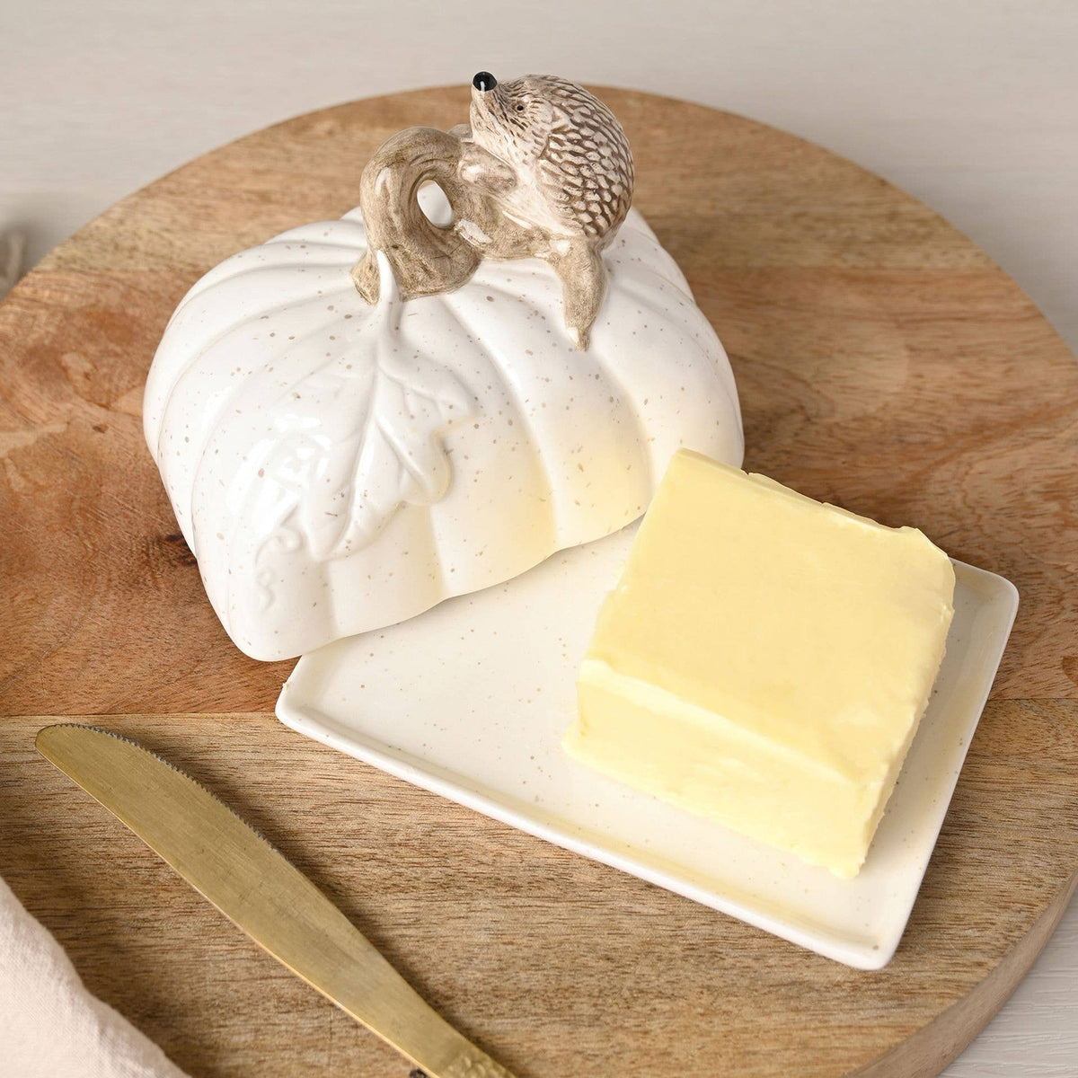 Beurrier citrouille avec hérisson – Blanc
