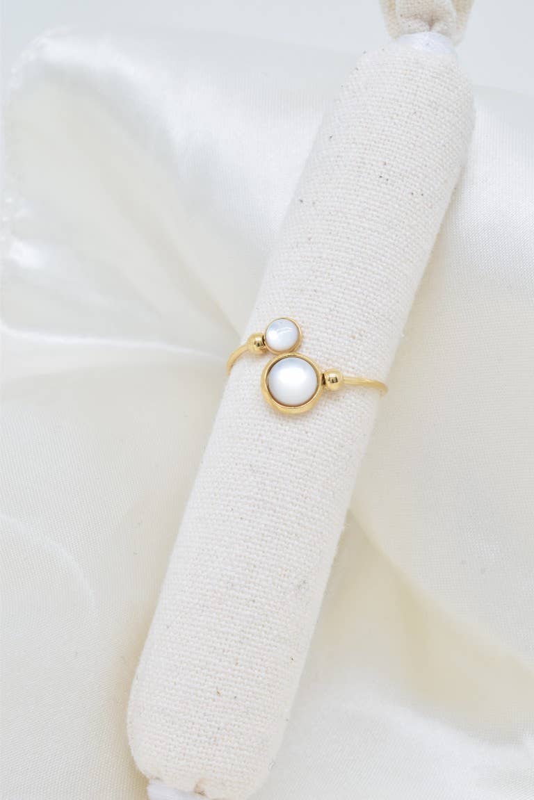 Bague fine nacre en acier inoxydable - BG310331OR