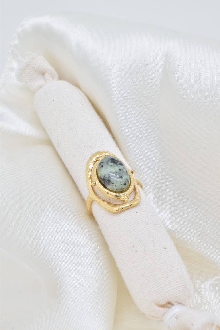 Bague turquoise africaine n acier inoxydable - BG310336OR-VR