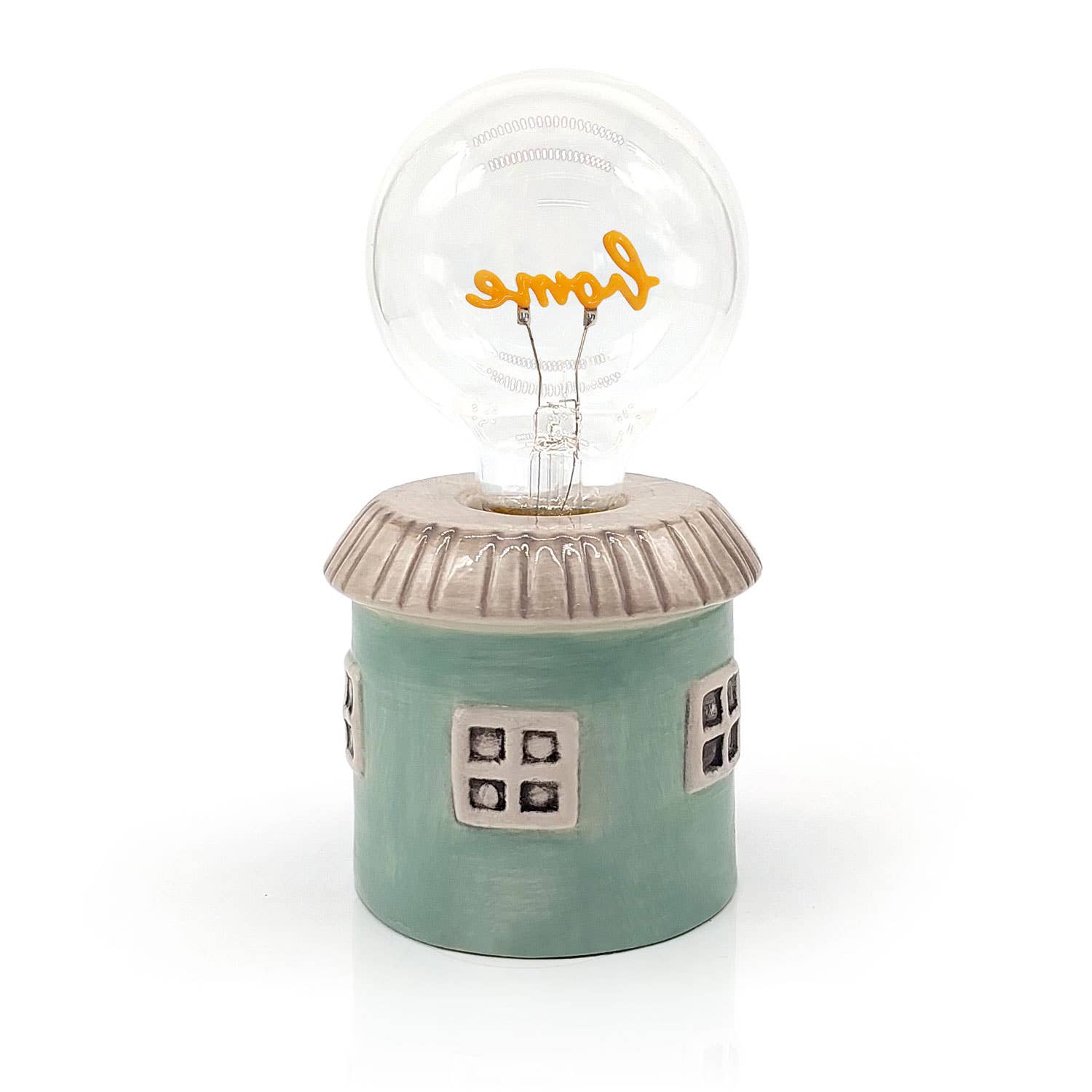 Lampe de table LED “Home” – Maison verte en céramique