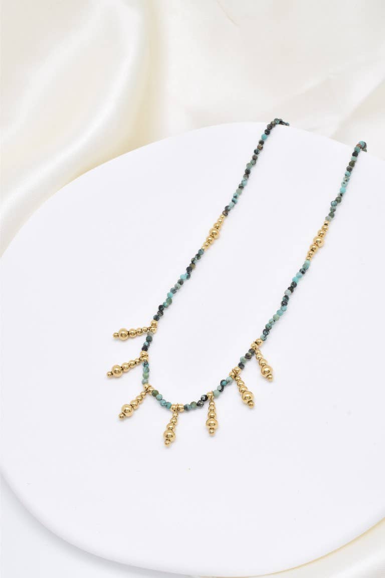 Collier pierre naturelle en acier inoxydable - BJ210220OR-VR