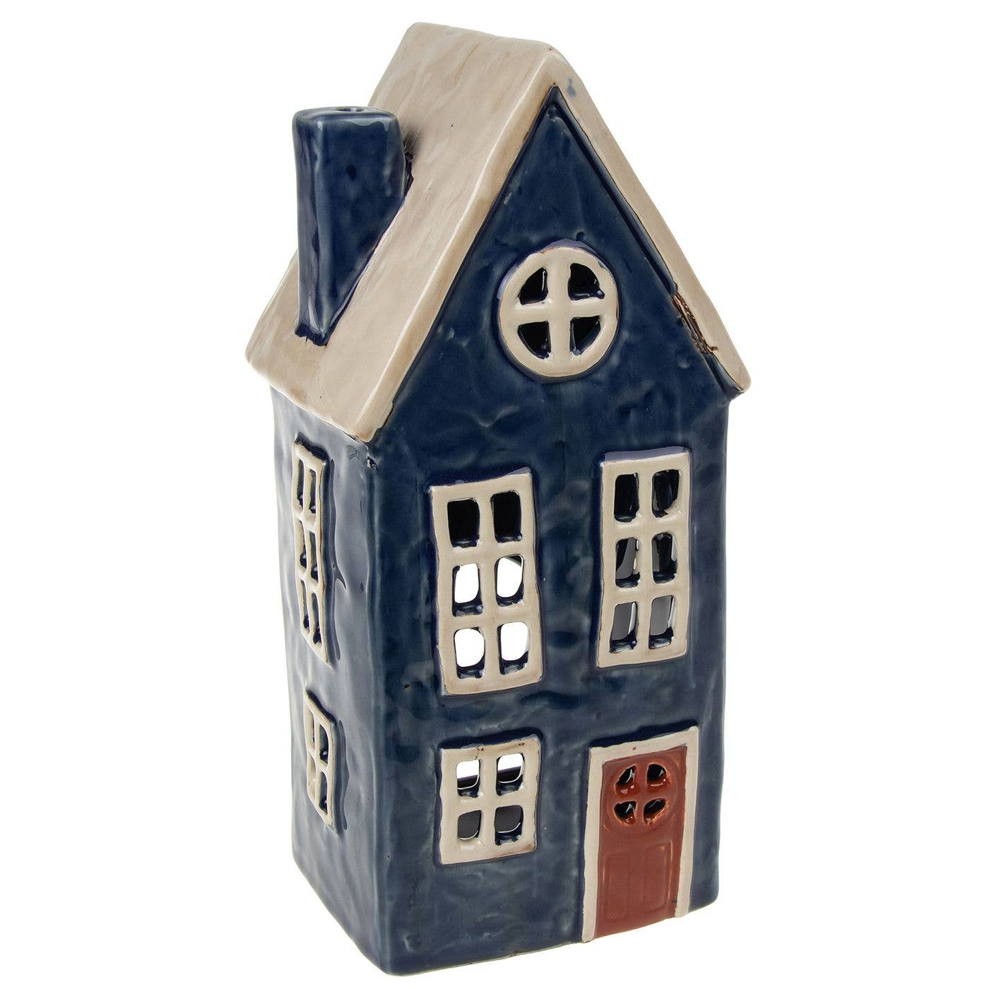 Maison photophore haute bleu marine