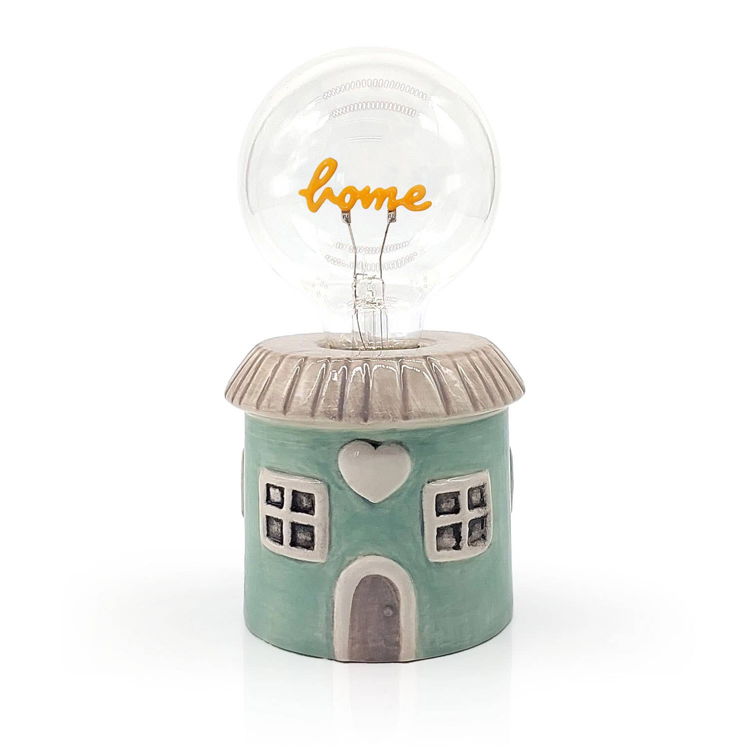 Lampe de table LED “Home” – Maison verte en céramique