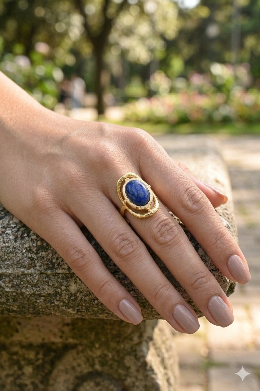 Bague lapis lazuli en acier inoxydable - BG310336OR-BL