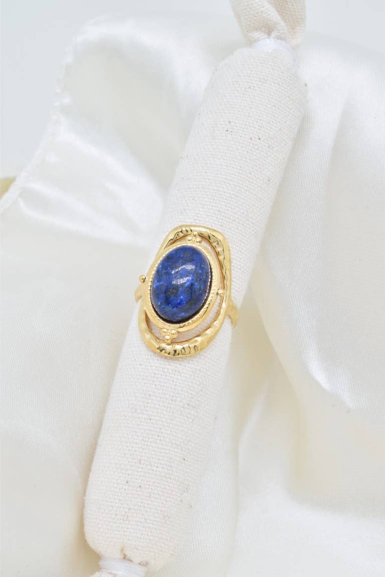 Bague lapis lazuli en acier inoxydable - BG310336OR-BL