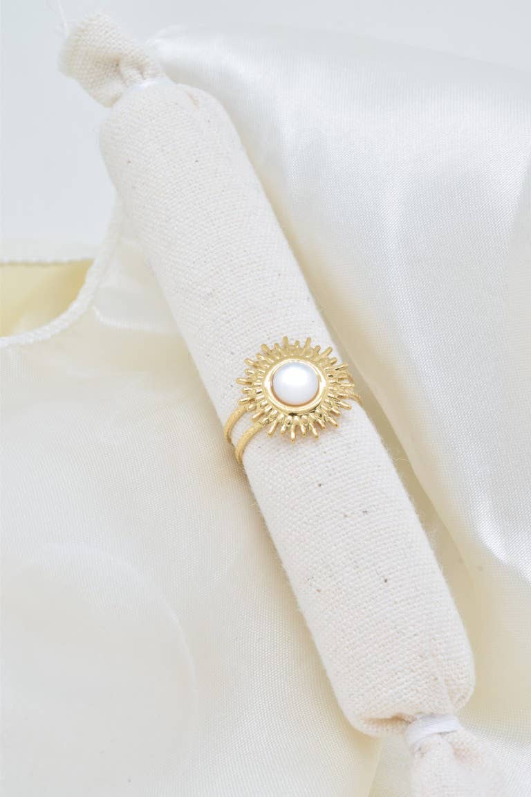 Bague soleil nacre en acier inoxydable - BG310335OR