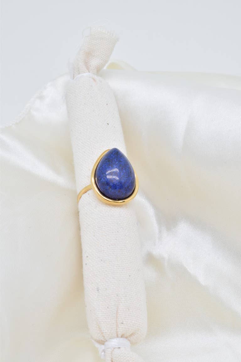 Bague pierre naturelle en acier inoxydable - BG310337OR-BL