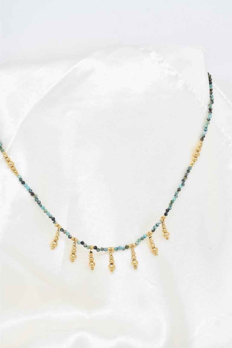 Collier pierre naturelle en acier inoxydable - BJ210220OR-VR