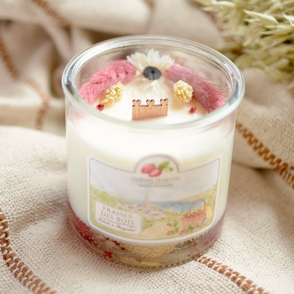 Bougie artisanale “Balade à Plougastel” – parfum Fraise des bois