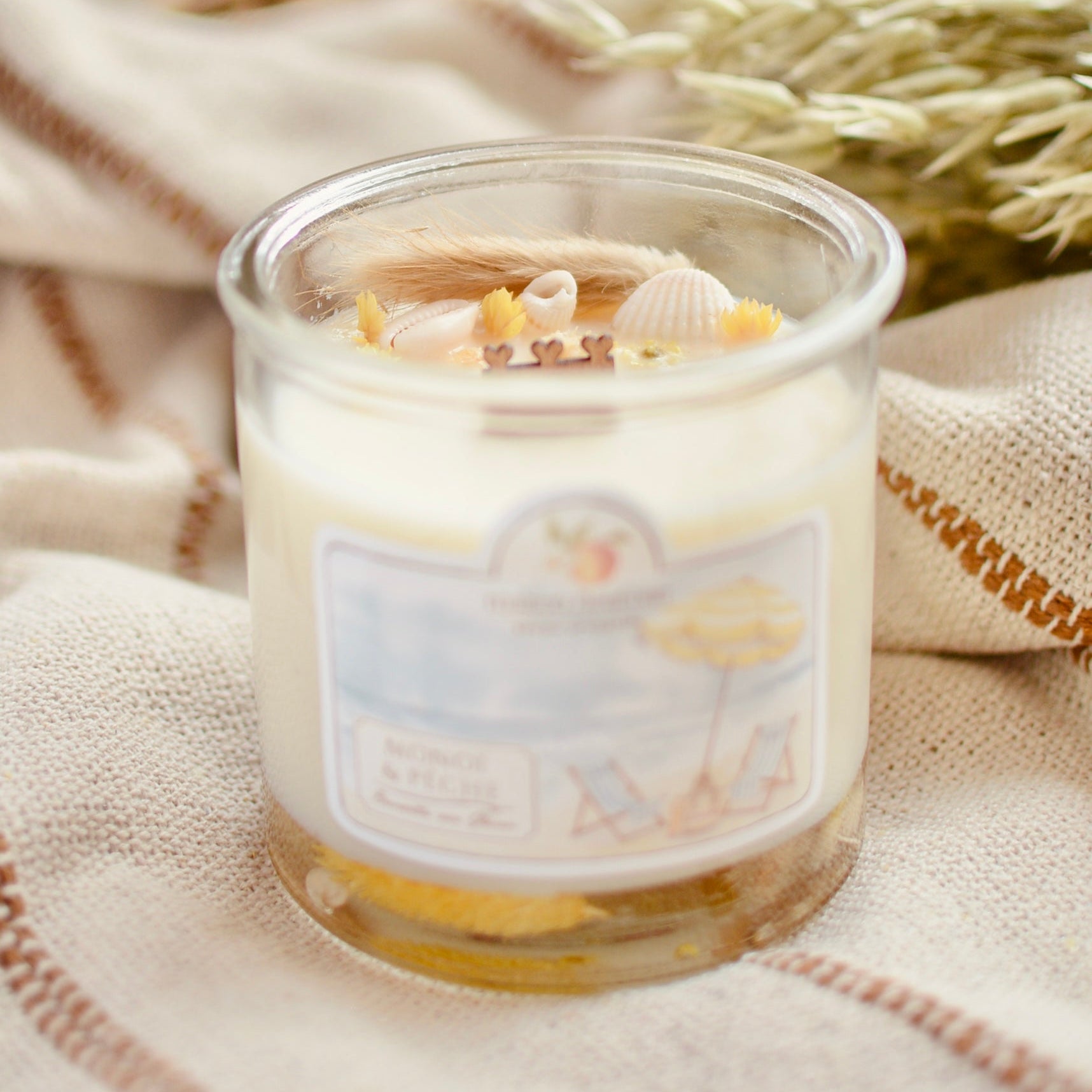Bougie artisanale “Bronzette aux Glénan” – parfum Monoï - Pêche