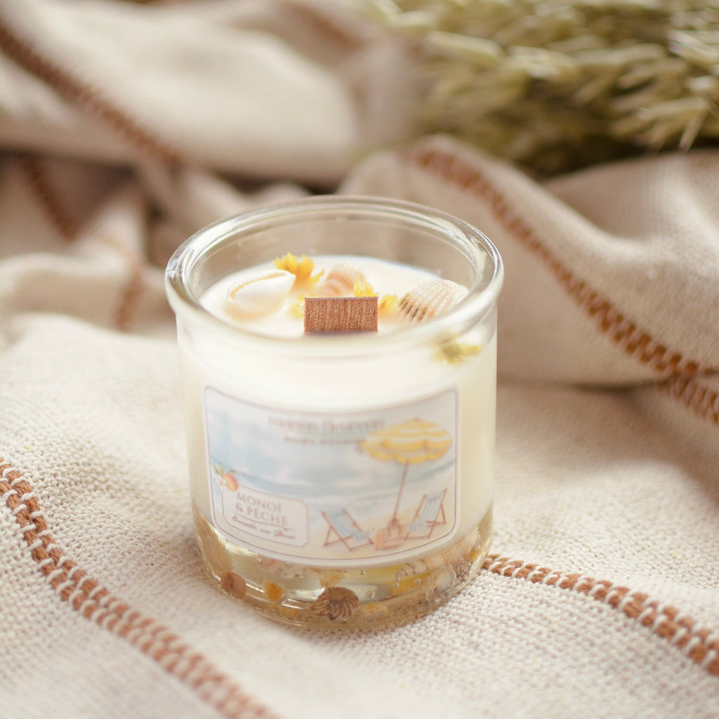 Bougie artisanale “Bronzette aux Glénan” – parfum Monoï - Pêche