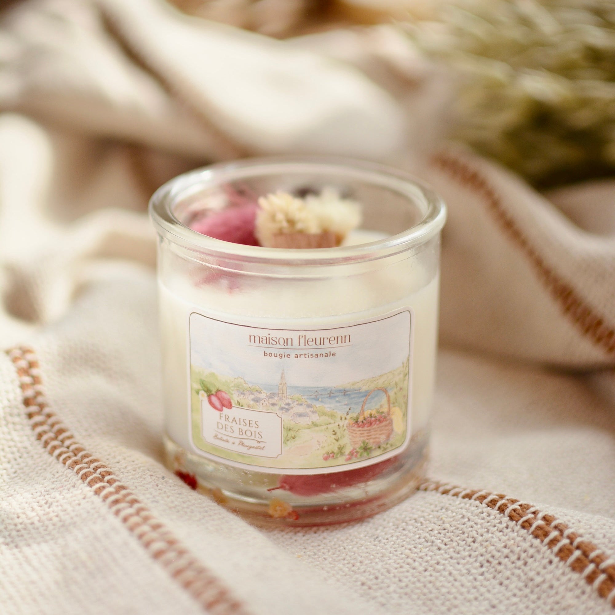 Bougie artisanale “Balade à Plougastel” – parfum Fraise des bois