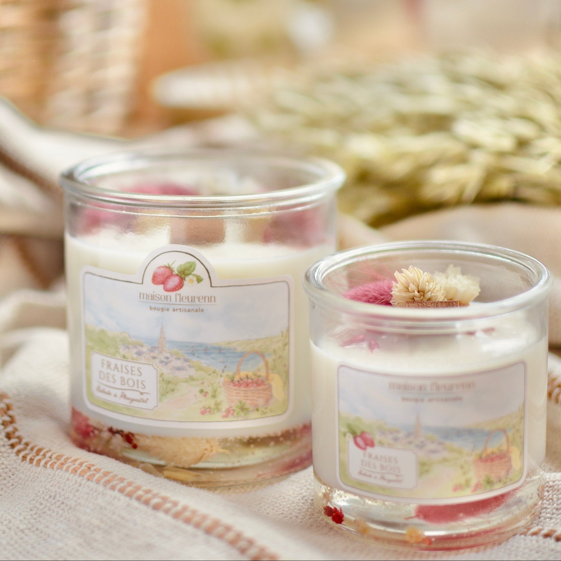 Bougie artisanale “Balade à Plougastel” – parfum Fraise des bois