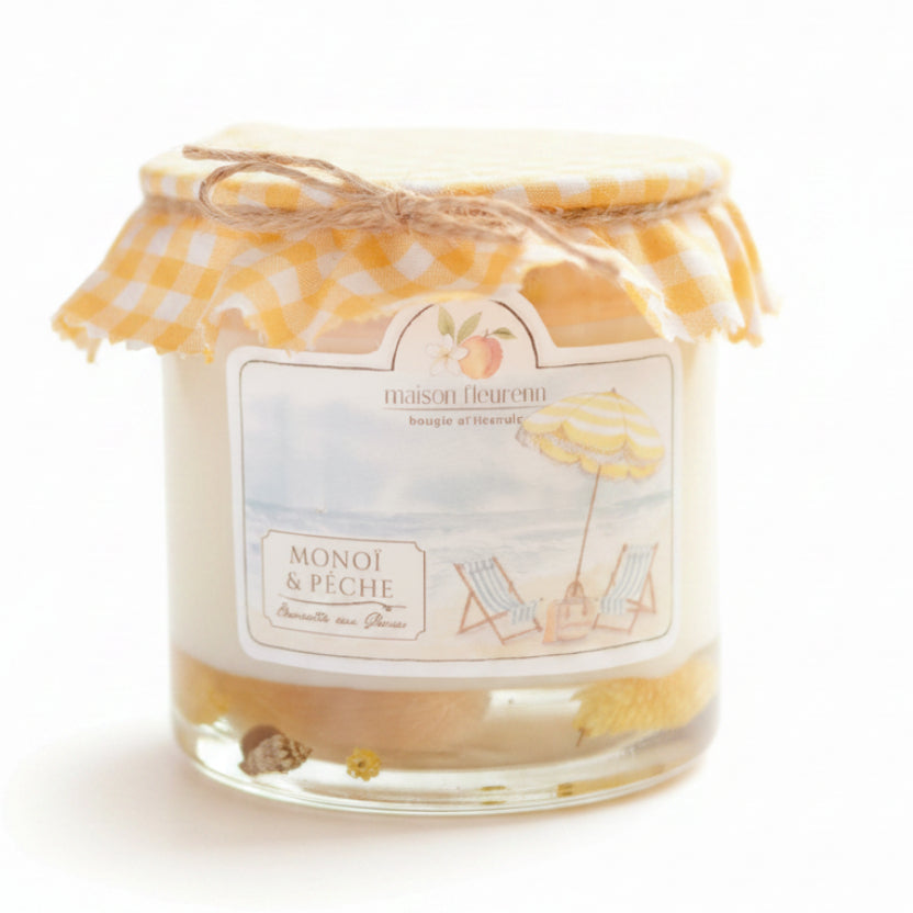 Bougie artisanale “Bronzette aux Glénan” – parfum Monoï - Pêche