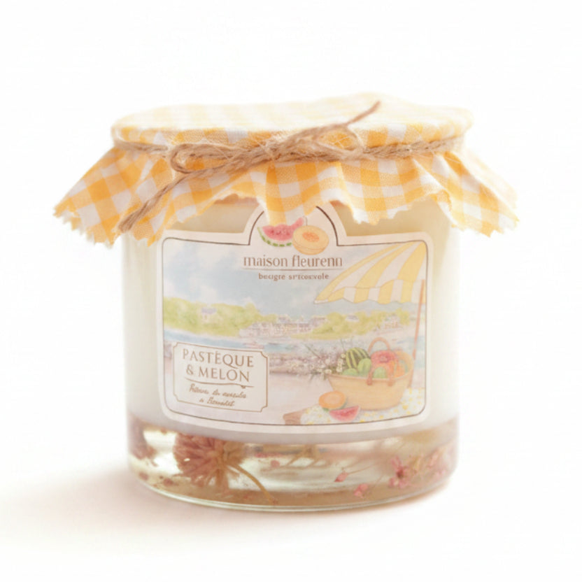 Bougie artisanale “Retour de marché à Bénodet” – parfum Pastèque - Melon