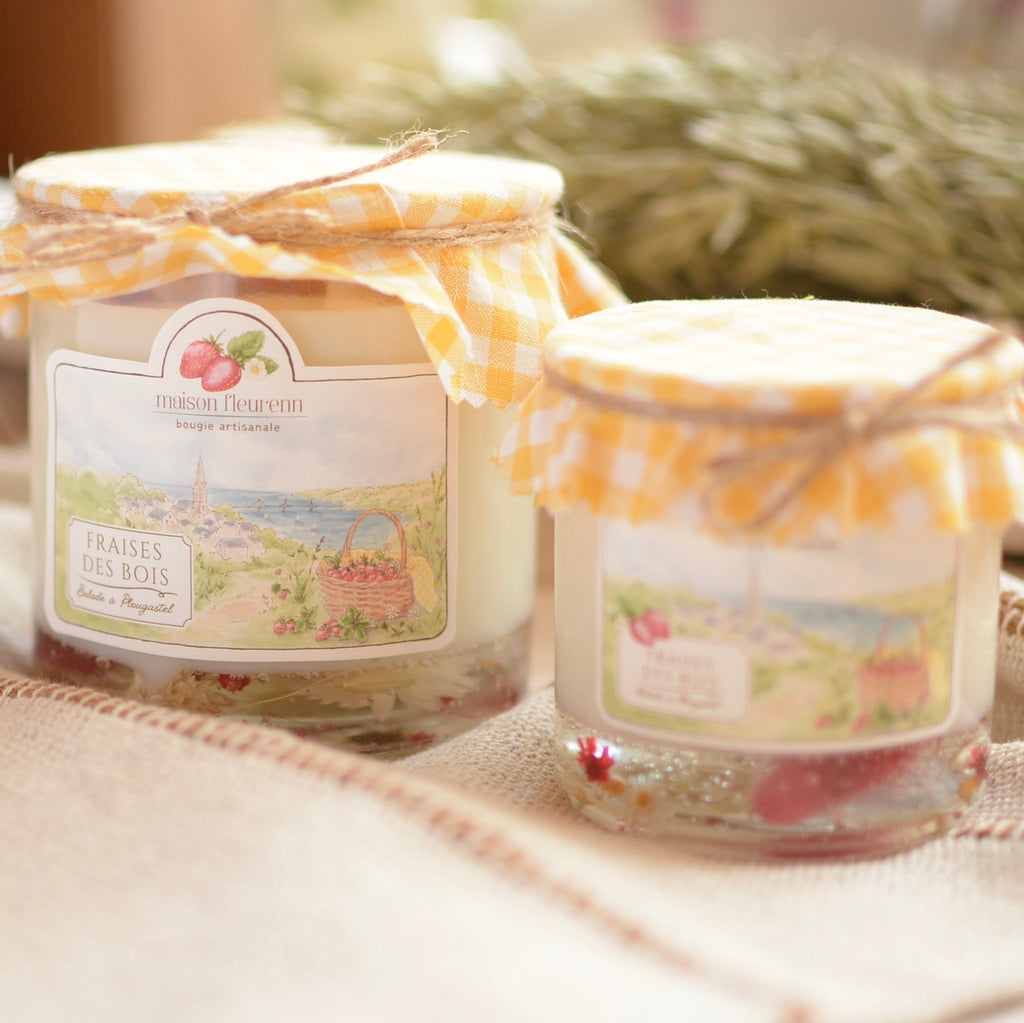 Bougie artisanale “Balade à Plougastel” – parfum Fraise des bois