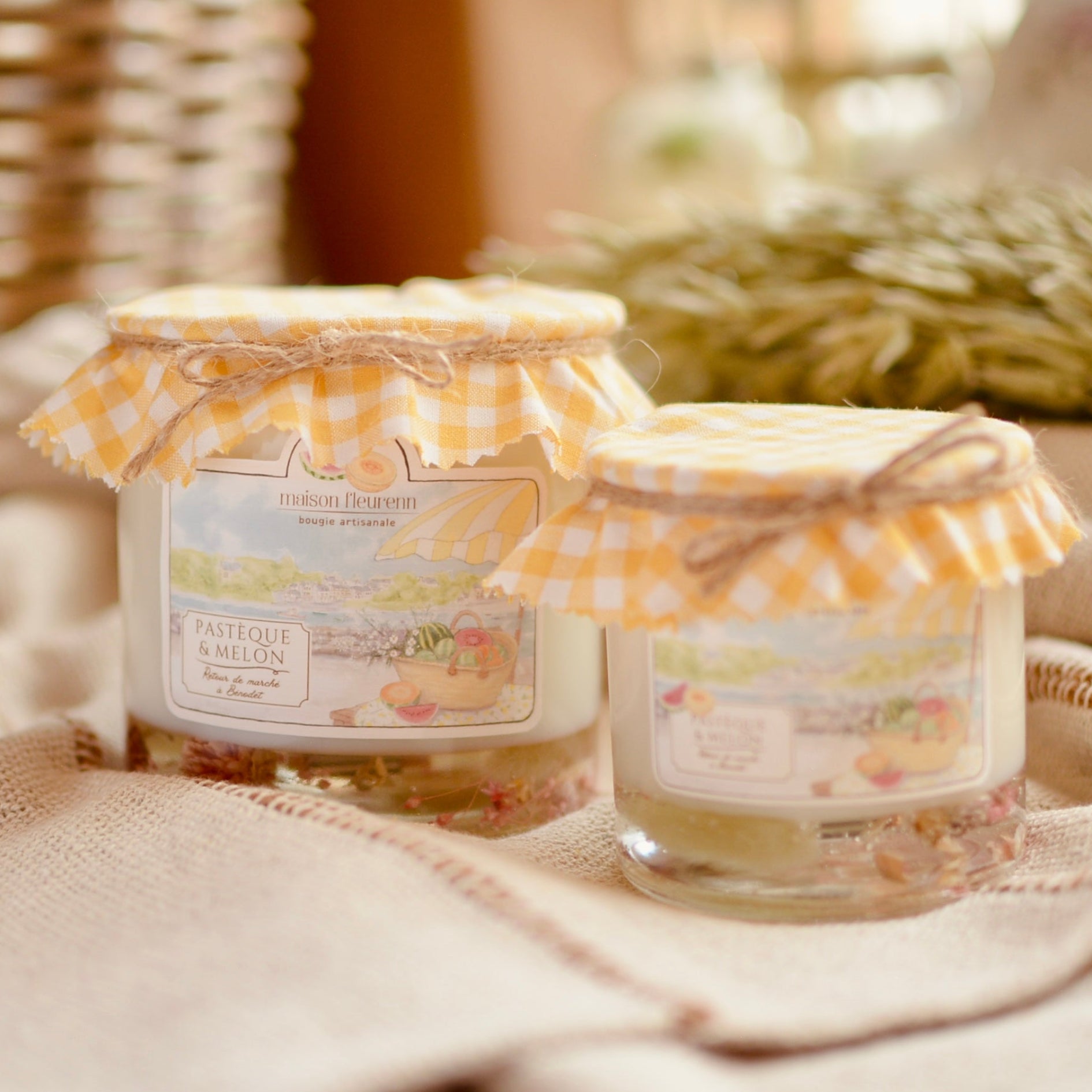Bougie artisanale “Retour de marché à Bénodet” – parfum Pastèque - Melon
