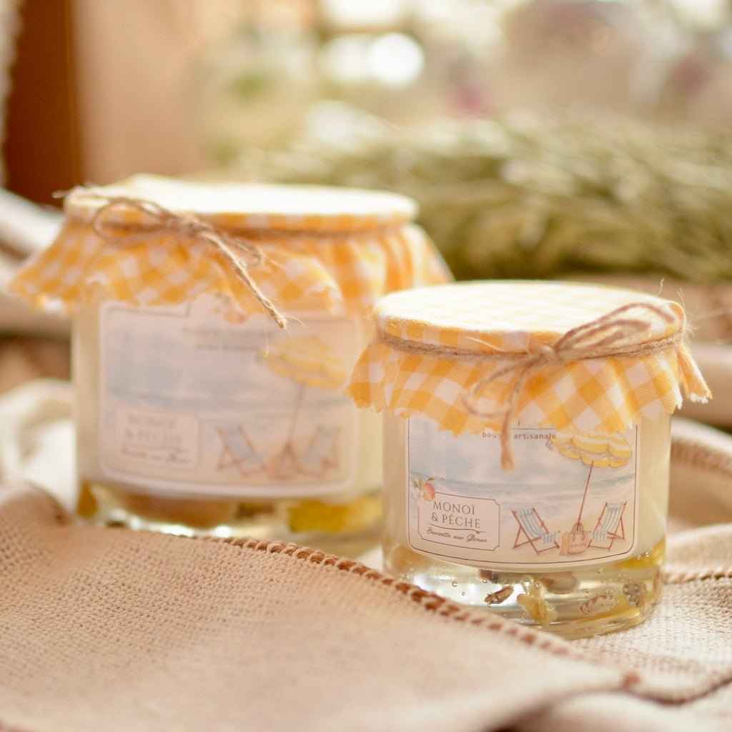 Bougie artisanale “Bronzette aux Glénan” – parfum Monoï - Pêche