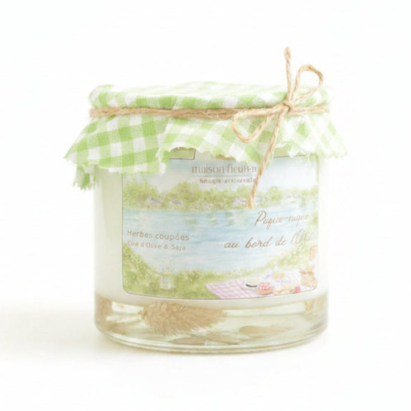Bougie artisanale “Pique-nique au bord de l'Odet” – parfum Herbes coupées