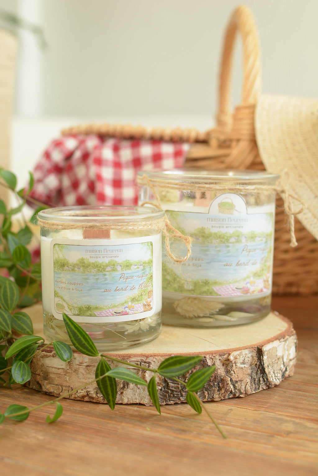 Bougie artisanale “Pique-nique au bord de l'Odet” – parfum Herbes coupées