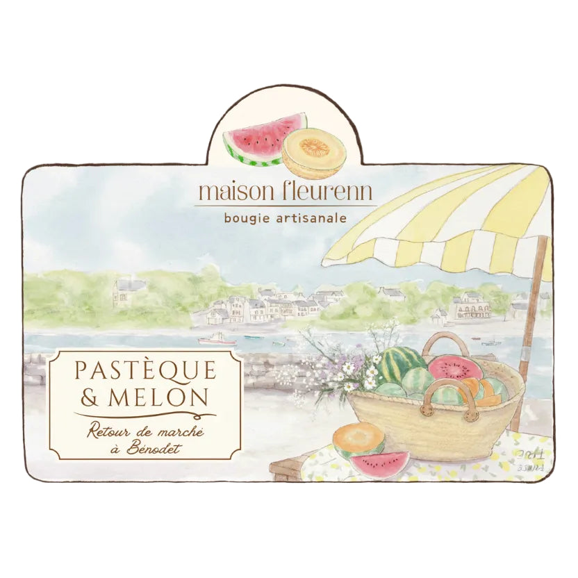 Bougie artisanale “Retour de marché à Bénodet” – parfum Pastèque - Melon