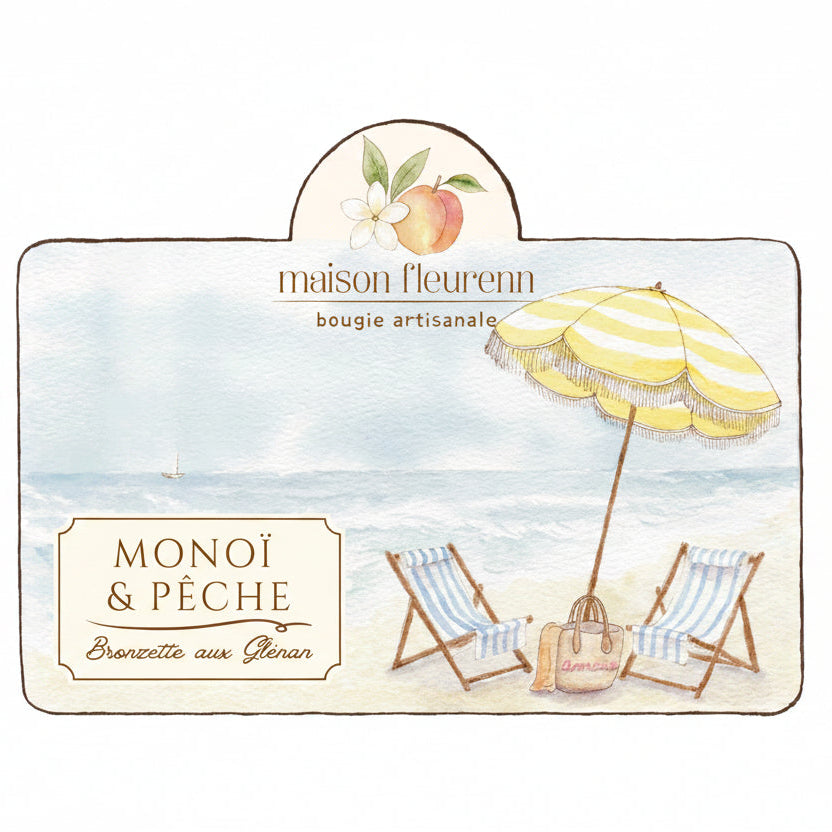 Bougie artisanale “Bronzette aux Glénan” – parfum Monoï - Pêche