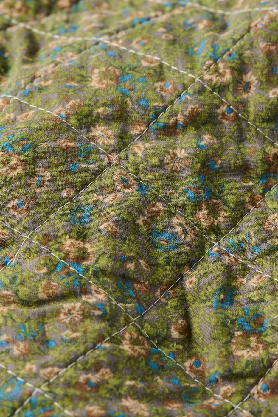 Édredon matelassé fleuri – Vert
