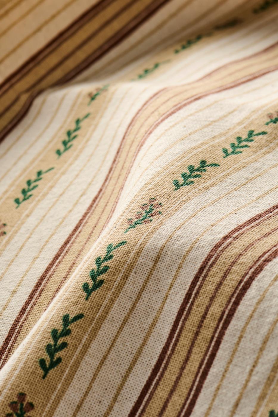 Torchon en coton fleuri – Beige et vert