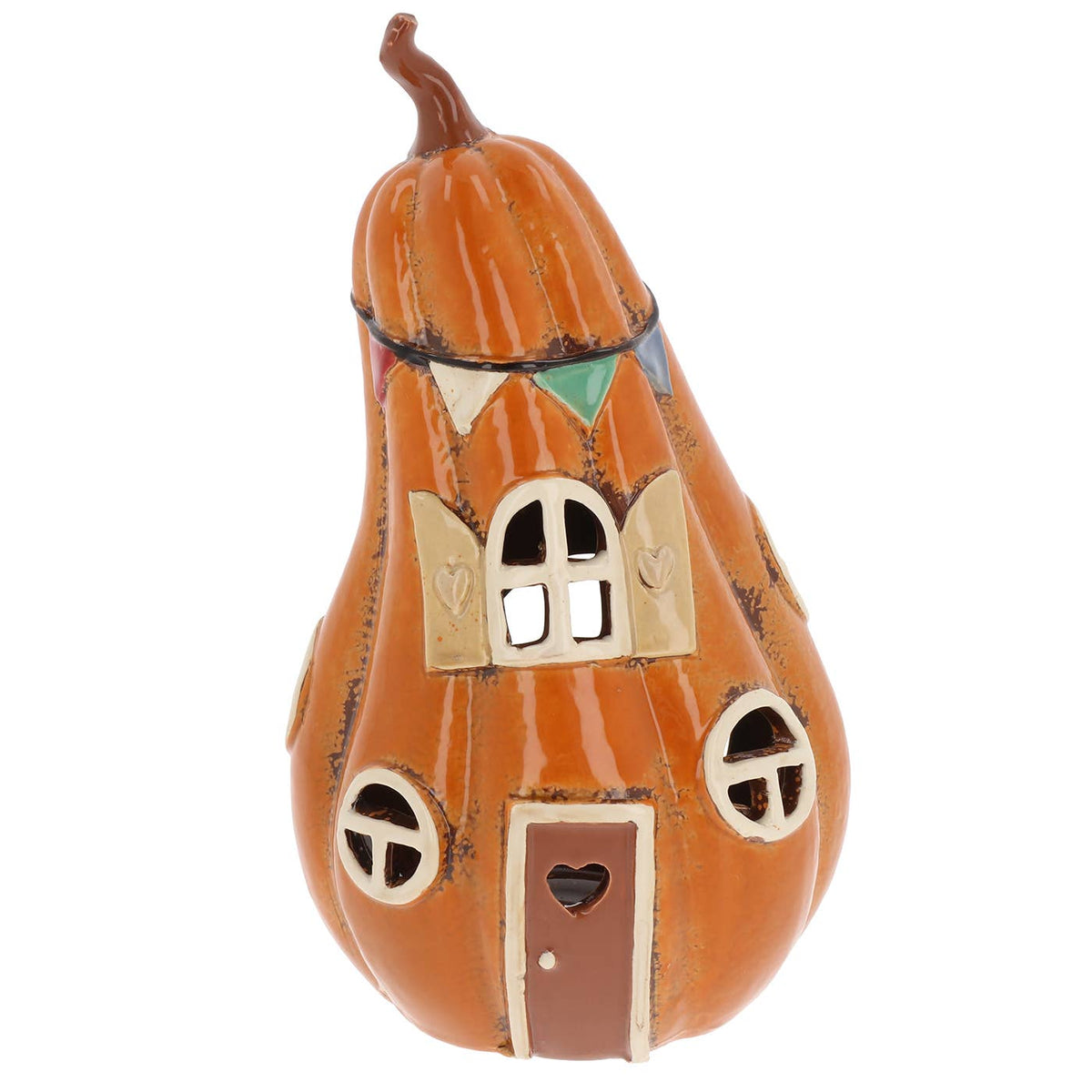 Photophore courge en céramique – Petite maison d’automne