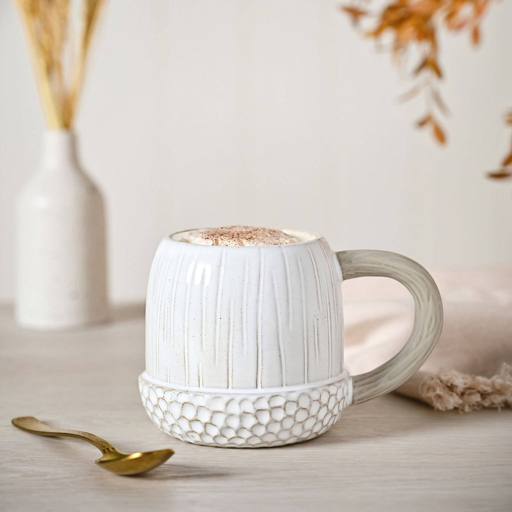 Mug en céramique – Blanc et naturel