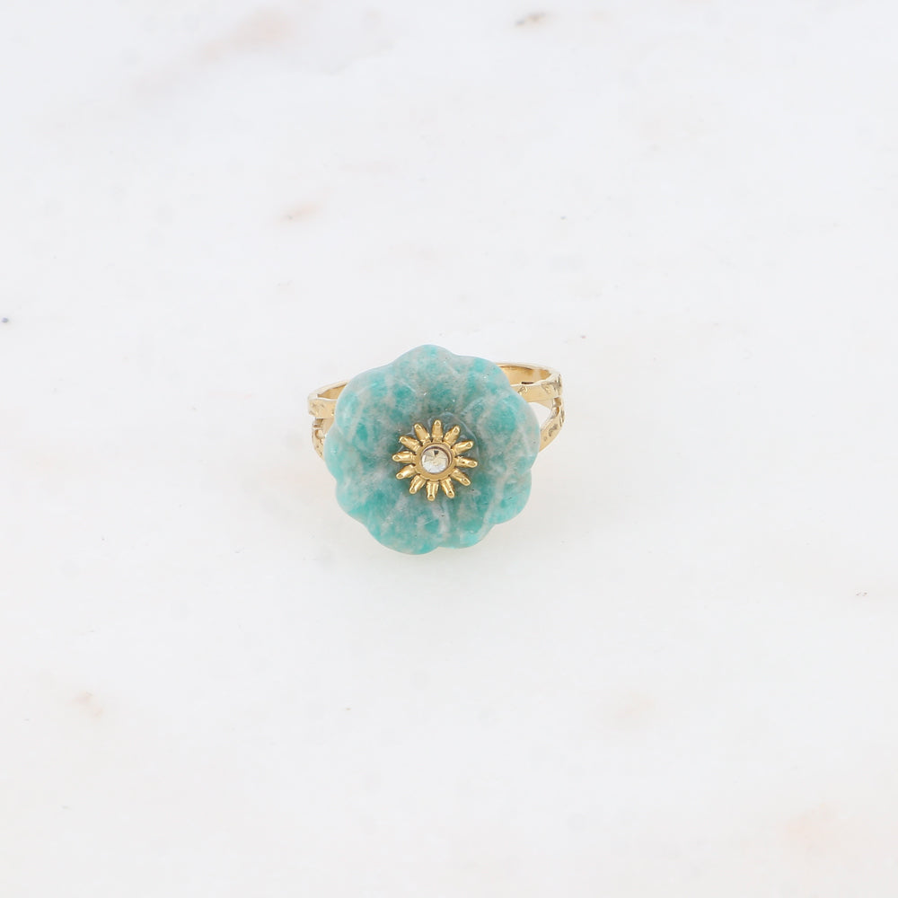 Bague fleur en pierre naturelle