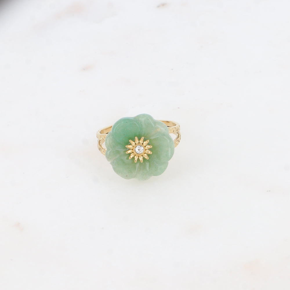 Bague fleur en pierre naturelle