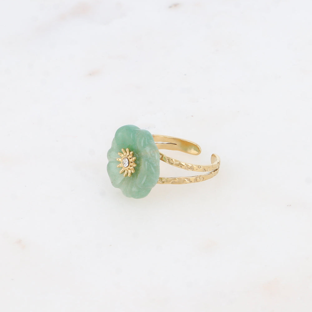 Bague fleur en pierre naturelle