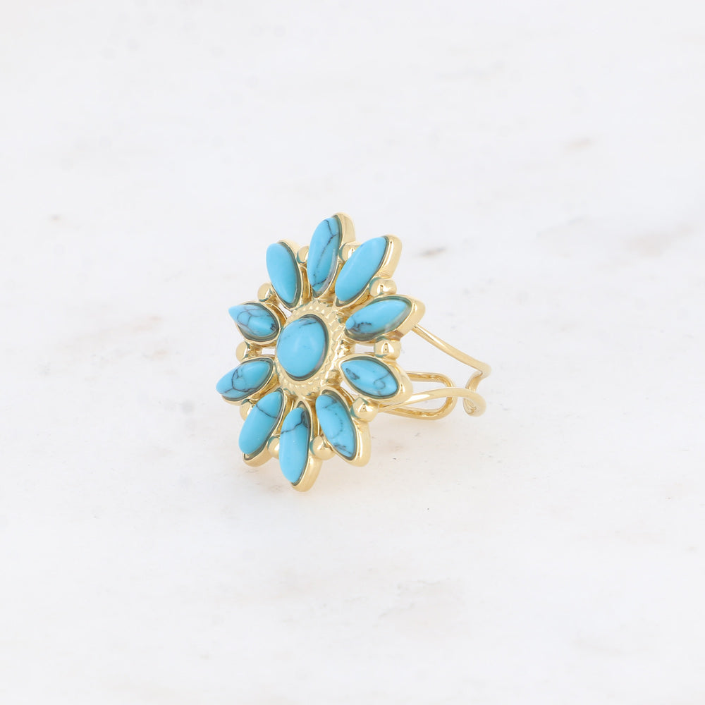 Bague fleur soleil en pierre naturelle
