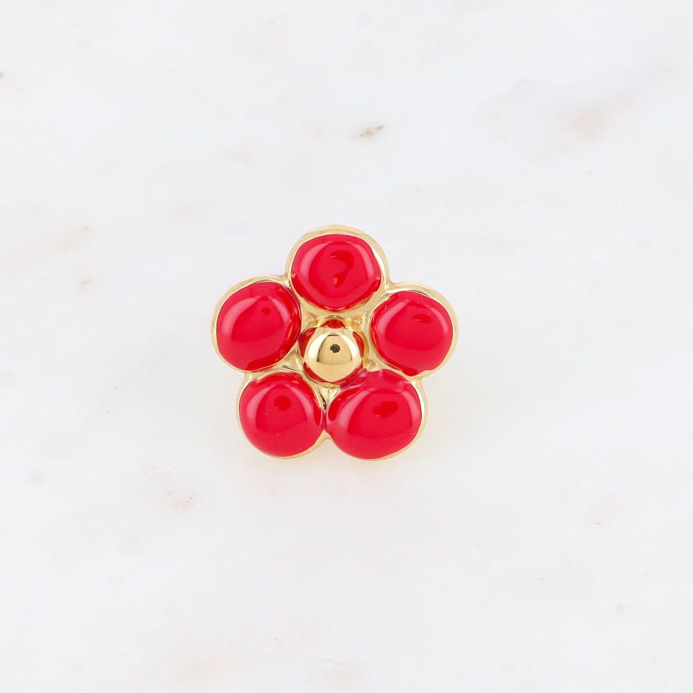 Bague fleur en émail